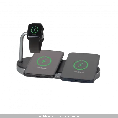 VERBATIM WCS-03 Aluminium 3-in-1 Qi MFi Dual Wireless Ladepad für Apple Watch + 2 iPhones