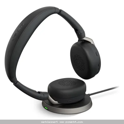 Jabra Evolve2 65 Flex, Ultrakompaktes Stereo Bluetooth Headset Aktive Geräuschunterdrückung (ANC), UC optimiert, incl. Bluetooth-Adapter Link380a und