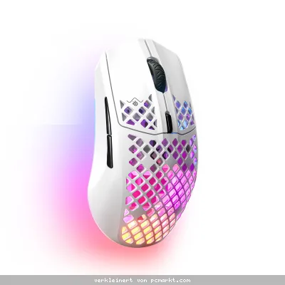 SteelSeries Aerox 3 Snow White Wireless (2022) - Ultraleichte Gaming Maus , kabellos, BT & 2,4Ghz, 18.000 CPI TrueMove Air optischer Sensor, Aquabarri