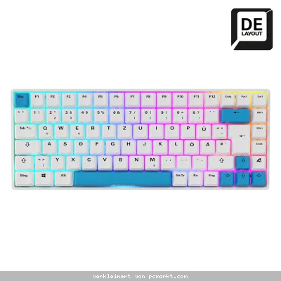 Sharkoon SKILLER SGK50 S3 PBT Gaming Tastatur - 75% Layout, Hot-Swap Gateron G Pro Yellow V3 Switches, RGB-Beleuchtung, QWERTZ-Layout, weiß