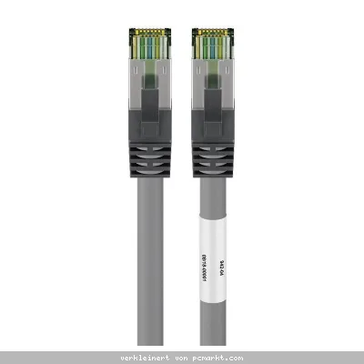 Goobay 15m RJ45 (CAT 6A, 500 MHz) Patchkabel mit CAT 8.1 S/FTP Rohkabel, Grau, 15 m
