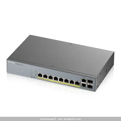 Zyxel GS1350-12HP Smart Managed Switch 10x Gigabit Ethernet (8x PoE+ max. 130 Watt), 2x SFP, Long Range, inkl. 1 Jahr Nebula Pro