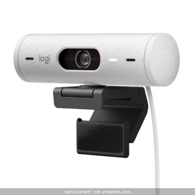 Logitech Brio 500 Webcam - Off White, Full-HD Auflösung, 90°-Sichtfeld, 2 Mikrofone, Abdeckblende