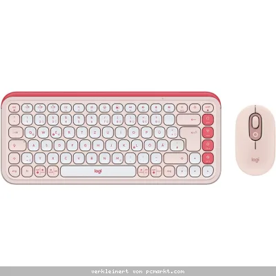Logitech Pop Icon Combo Tastatur mit Maus, Rosa und Offwhite