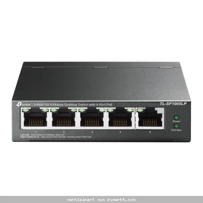TP-Link TL-SF1005LP Netzwerk-Switch 5-Port, Unmanaged, 5x 100 Mbit/s RJ45, 4x PoE, 41W