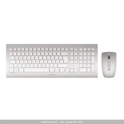 CHERRY DW 8000 kabelloses Tastatur- und Maus-Set, silber / weiß, mit abriebfester Laserbeschriftung