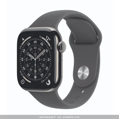 Apple Watch Series 11 Cellular 42mm Natur Titan Gehäuse mit Steingrau Sport Band - M/L