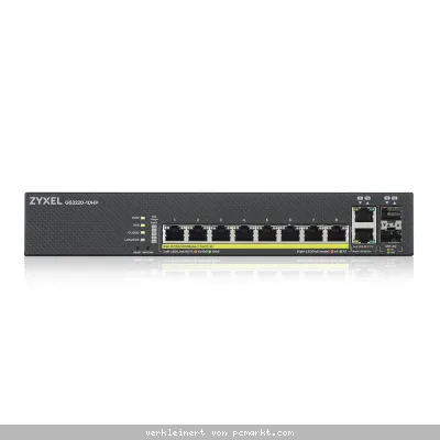 Zyxel GS2220-10HP Managed Switch 8x Gigabit Ethernet (8x PoE+ max. 180 Watt), 2x RJ-45/SFP Combo