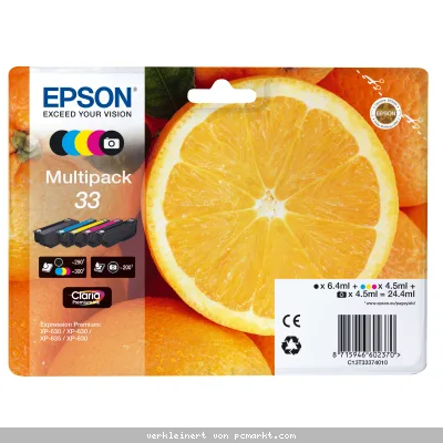 Epson 33 Tintenpatronen 5er-Pack 5x Farben Claria Premium Ink Für Kompatibilität, siehe Artikel-Beschreibung | 5x Tintenpatronen: Schwarz, Photo Black