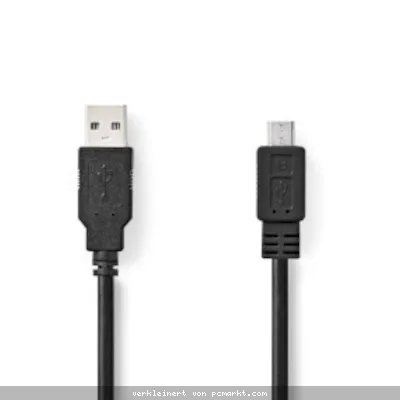Nedis USB-Kabel USB 2.0 | USB-A Stecker | USB Micro-B Stecker | 480 Mbps | Vernickelt | 3.00 m | rund | PVC | Schwarz | Box