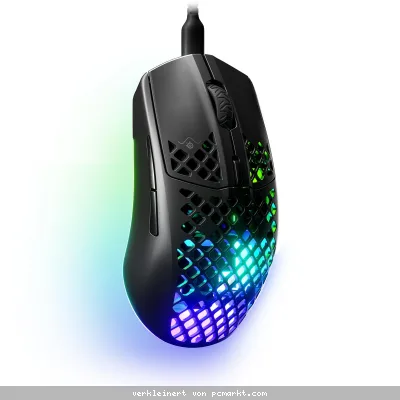 SteelSeries Aerox 3 Onyx Ultraleichte Gaming Maus (2022) - kabelgebunden, 8.500 CPI TrueMove Core optischer Sensor, Aquabarrier