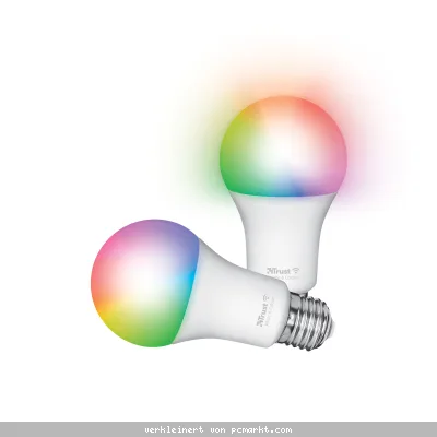 Trust E27 DUO-PACK LED RGBCW WI-FI Smarte WiFi LED-Lampe, weiß und farbig, Fassung E27, von Ihrem Smartphone/Tablet zu steuern