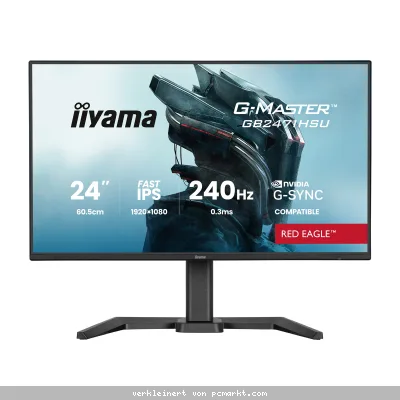 Iiyama GB2471HSU-B1 Gaming Monitor 24? Full-HD IPS, 240 Hz, 0.3 ms MPRT, G-Sync kompatibel, USB-Hub