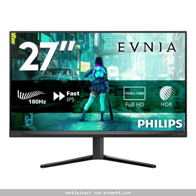 Philips Evnia 27M2N3200S 27 Zoll FHD Monitor, 180 Hz, 1 ms, FreeSync Prem., G-Sync comp., HDR10 (1920x1080, DisplayPort, HDMI) schwarz/grau