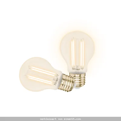 Trust E27 DUO-PACK LED FILAMENT WI-FI Smartes WiFi LED-Filament, Lichtstimmung weiß, Fassung E27, von Ihrem Smartphone/Tablet zu steuern
