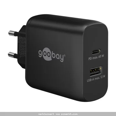 Goobay USB-C™ PD Dual-Schnellladegerät (45 W) schwarz