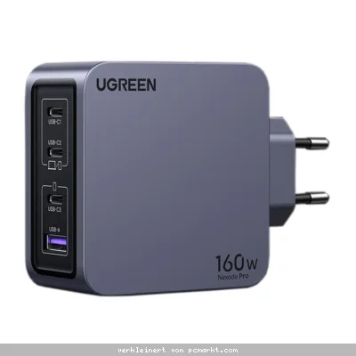 UGREEN Ladegerät Nexode Pro 160W GaN Adapter mit USB-C Ladekabel