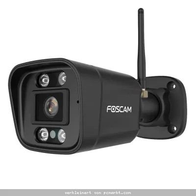 Foscam V5P WLAN Überwachungskamera Schwarz 5MP (3072x1728), Dual-Band WLAN, Integrierter Scheinwerfer und Sirene