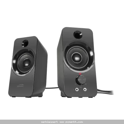 Speedlink DAROC Stereo-Lautsprecher mit USB-Stromversorgung, schwarz, Rote Status-LED, Drehregler