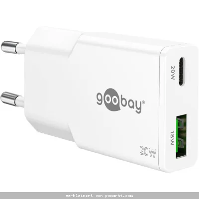 Goobay USB-C™ PD GaN Dual-Schnellladegerät Slim (20 W) weiß