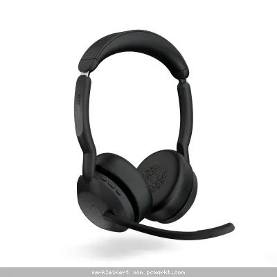 Jabra Evolve2 55, Stereo-Bluetooth-Headset, 4 Mikrofone UC kompatibel, Aktive Geräuschunterdrückung (ANC), incl. Link 380 USB-C Bluetooth®-Adapter und