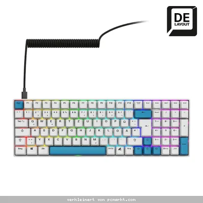 Sharkoon SKILLER SGK50 S2 PBT Gaming Tastatur - 96% Layout, Hot-Swap Gateron GPRO Yellow Switches, RGB-Beleuchtung, QWERTZ-Layout, weiß