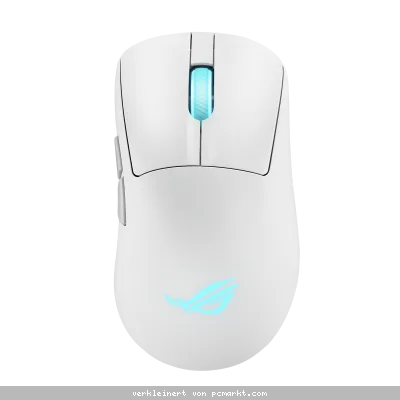 ASUS ROG Keris II Origin Kabellose ergonomische Gaming Maus, 65g leicht, 3-Zonen-RGB-Beleuchtung, weiß