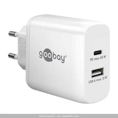 Goobay USB-C™ PD Dual-Schnellladegerät (45 W) weiß
