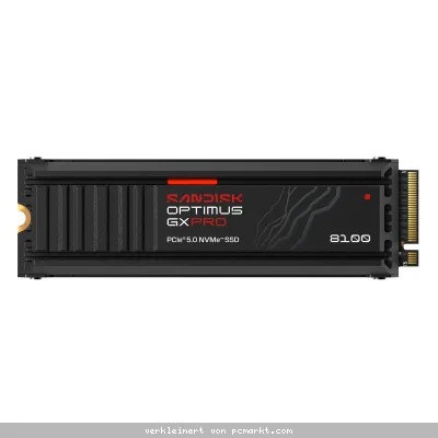 SanDisk Optimus GX PRO 8100 Heatsink SSD 4TB M.2 2280 PCIe Gen5 Internes Solid-State-Module mit Kühlkörper