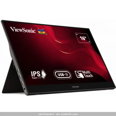 ViewSonic TD1655 tragbarer Touch Monitor 39,6 cm (15,6 Zoll) 6H gehärtet, USB-Charging, Pivot, Cover & Eingabestift, Full HD, 16:9, 6,6ms, 250cd/m², 6
