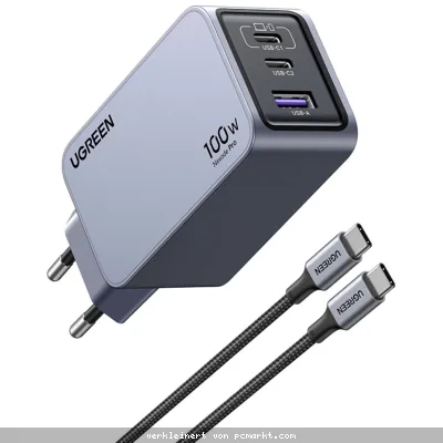UGREEN Ladegerät Nexode Pro 100W GaN Adapter mit USB-C Ladekabel