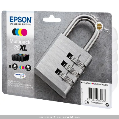 Epson 35XL Tintenpatronen 4er-Pack 4x Farben DURABrite Ultra Ink Kompatibilität: WF-4720DWF // WF-4725DWF // WF-4730DTWF // WF-4740DTWF | 4x Tintenpat
