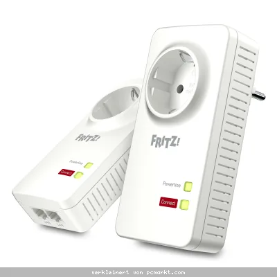 FRITZ!Powerline 1220 Set 2x Adapter, mit integrierter Steckdose, bis zu 1.200 MBit/s, 2x Gigabit LAN