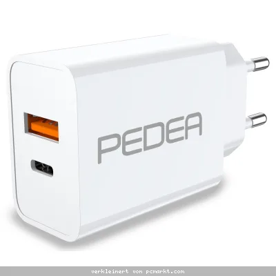 PEDEA 20W USB-C (PD) Schnellladegerät - 2-Ports Mehrfach Handy-Ladegerät mit USB-C und USB-A, weiß
