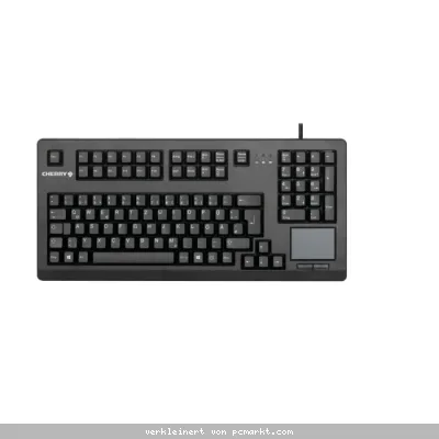 CHERRY TouchBoard G80-11900, Schwarz Kompakte Tastatur mit integriertem Touchpad, USB-Anschluss
