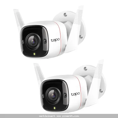 TP-Link Tapo C310P2 WLAN Überwachungskamera Set 2K (2304x1296), 3MP, IP66 Wetterschutz, 30m Nachtsicht, Zwei-Wege-Audio
