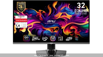 MSI MPG 321URXDE QD-OLED Gaming Monitor - 4K UHD, 240 Hz, 0,03ms MSI OLED Care 2.0, HDMI 2.1