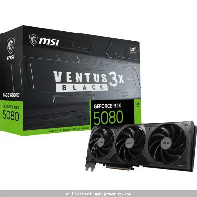 MSI GeForce RTX 5080 16G Ventus 3X OC Black - 16GB GDDR7, HDMI, 3x DP