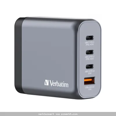 VERBATIM GNC-140 GaN Netzladegerät 4 Port 140W USB A/C