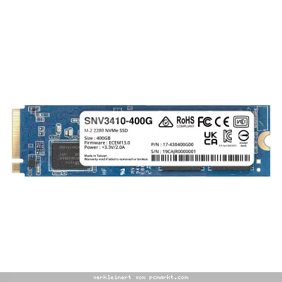 Synology SNV3410 SSD 400GB M.2 2280 PCIe 3.0 x4 NVMe - internes Solid-State-Module (SNV3410-400G)