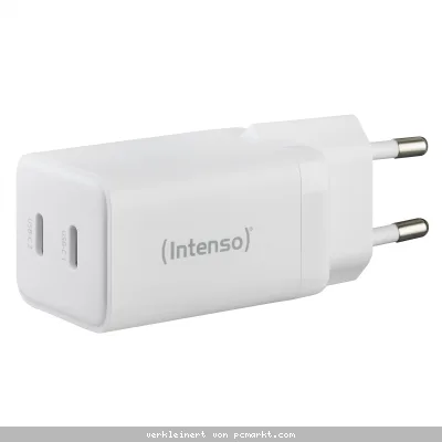 Intenso Netzteil Power Adapter W40CC GaN, Anschluss: 2x USB-C Output: max. 40 Watt, GaN-Technologie, Weiß