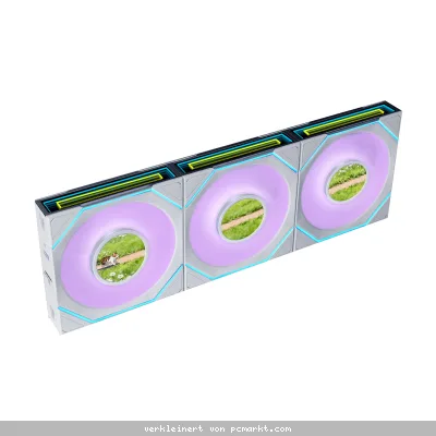 Lian Li UNI FAN SL-INF 120 FLEX LCD Wireless ARGB 3er-Pack weiß | Gehäuselüfter