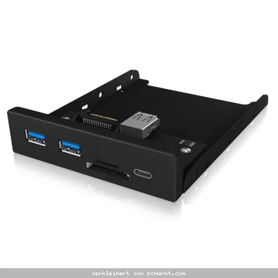 ICY BOX IB-HUB1417-i3 Frontpanel mit USB 3.0 Type-C und Type-A Hub mit Kartenleser