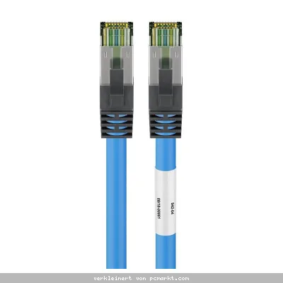 Goobay 20m RJ45 (CAT 6A, 500 MHz) Patchkabel mit CAT 8.1 S/FTP Rohkabel, Blau, 20 m