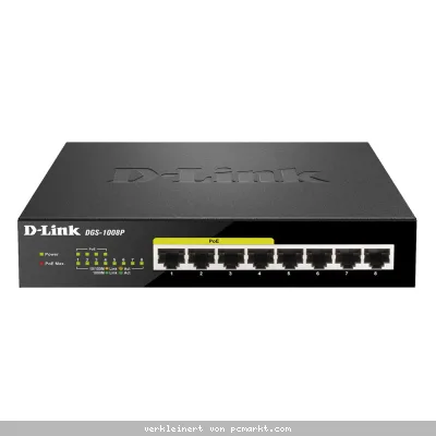 D-Link DGS-1008P Unmanaged Switch 8x Gigabit LAN (davon 4x PoE+), 60W PoE-Budget, Plug & Play