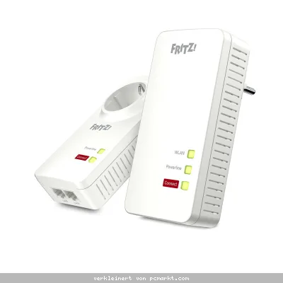 FRITZ!Powerline 1260 WLAN Set 2x Adapter (1260 + 1220), Stabile Verbindung über die Stromleitung, bis zu 1.200 MBit/s