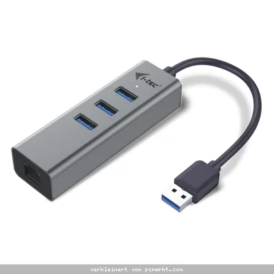 i-tec USB 3.0 Metal 3-Port HUB mit Gigabit RJ45 LAN Adapter
