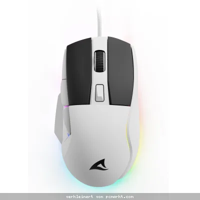 Sharkoon SGM35 Gaming Maus Weiß - kabelgebundene Gaming-Maus mit max. 6400dpi und RGB-Unterboden-Beleuchtung