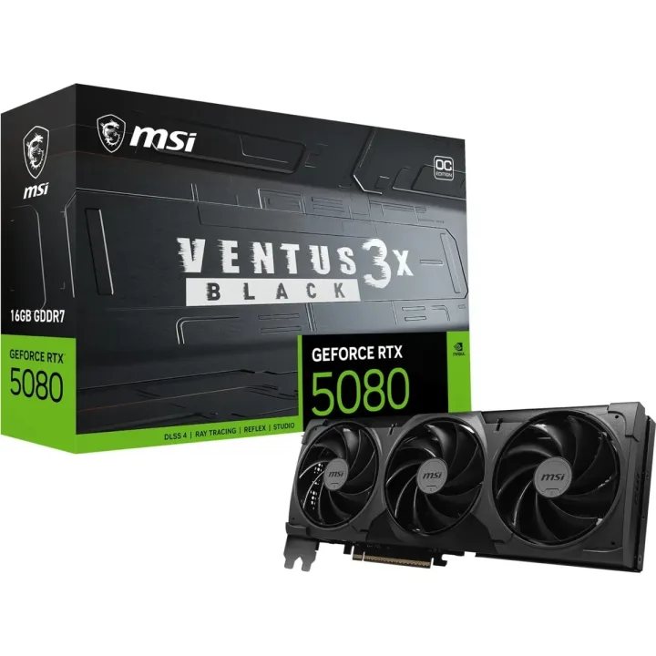 MSI GeForce RTX 5080 16G Ventus 3X OC Black - 16GB GDDR7, HDMI, 3x DP