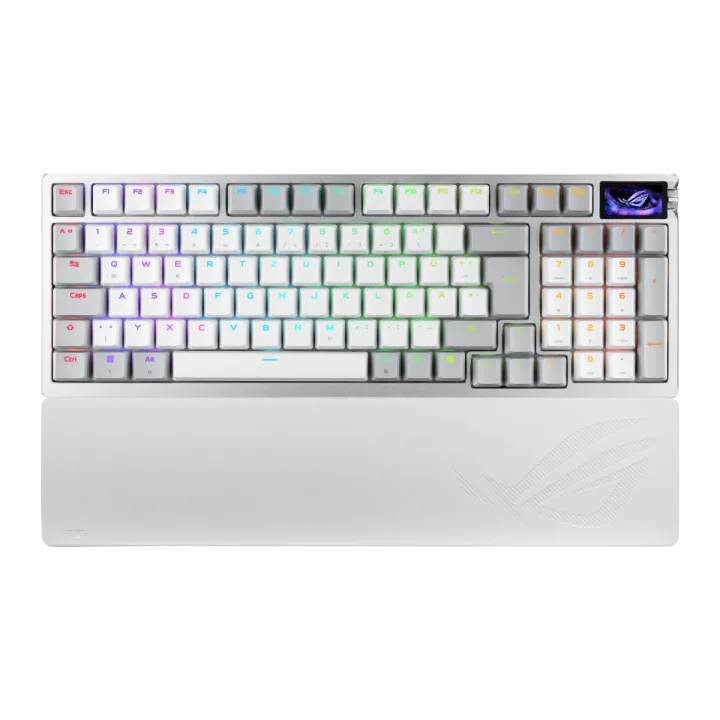 ASUS ROG Strix Azoth 96 HE White Gaming Tastatur - kabellose Gaming Tastatur mit magnetischen Switches und 8K-Polling-Rate